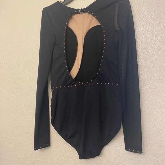 WEISSMAN Ivy Sky Dance Costume black Crystal Asymmetrical Leotard MT11574 MA - Picture 8 of 12